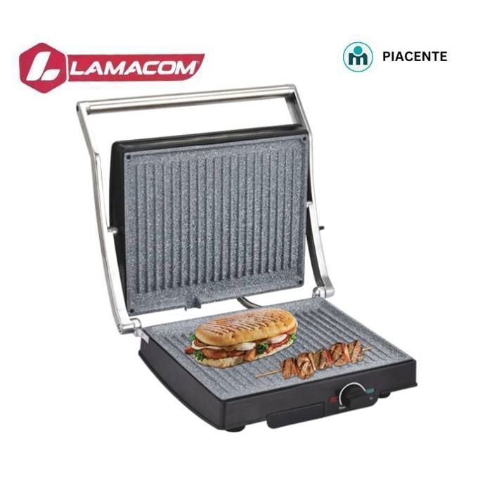Gril à paninis - GENERIC - Lamacom - 2 plaques antiadhésives - 1800W - Multifonction 2 en 1