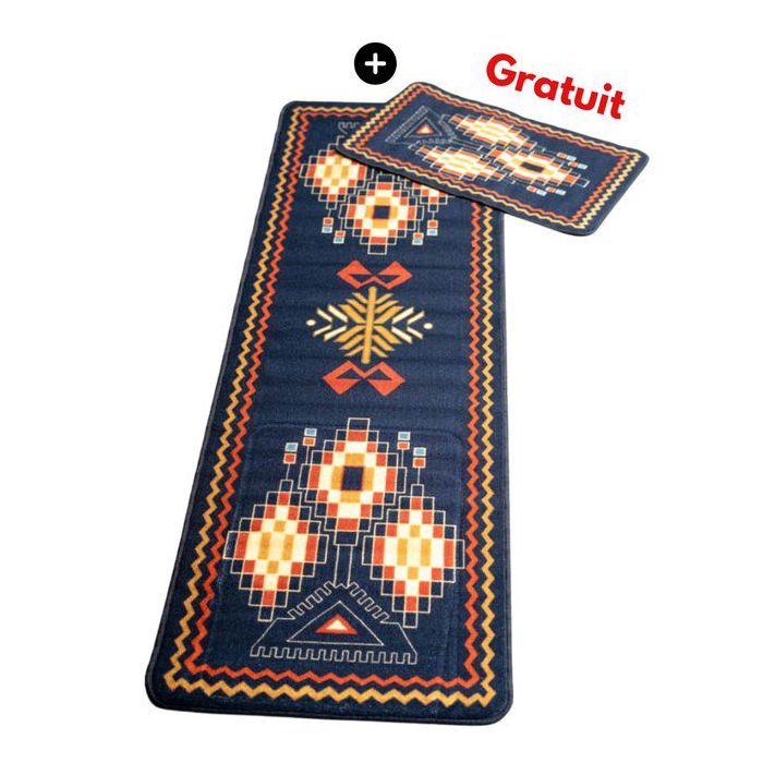 Set de tapis cuisine + tapis 40x70 gratuit multicouleur.