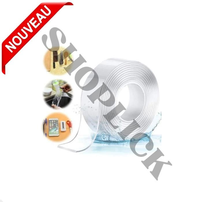 Ruban Double Face Nano Étanche Transparent 8mm (5m)