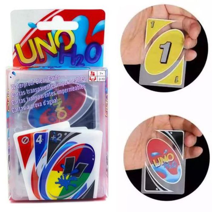 Jeu de société - UNO - H2O - 108 cartes étanches - Mousqueton inclus - Pour enfants à partir de 3 ans