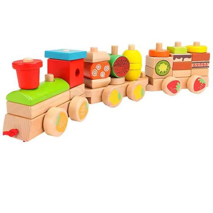 Jouet éducatif - Vivi Wood - Train éducatif en bois - 30 pcs - Couleurs vives - Non toxique