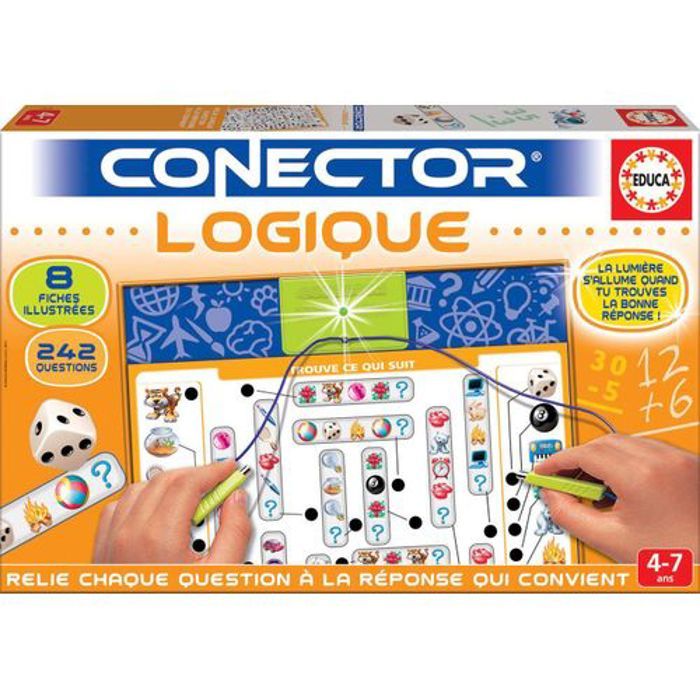 Jeu de société - EDUCA - CONECTOR : LOGIQUE - 242 questions - Pour enfants à partir de 3 ans - Multicolore