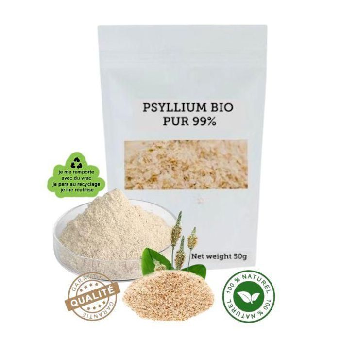 Psyllium certifié biologique pur 99% - Sachet vrac 50g