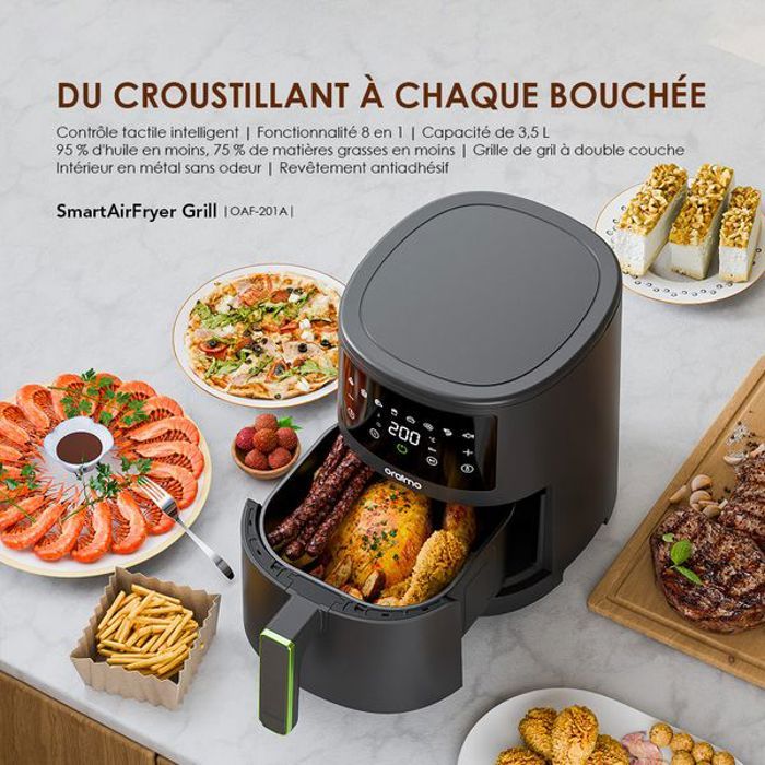 Oraimo SmartAirFryer 2 3,5L 1500W Friteuse à Air avec Contrôle Tactile