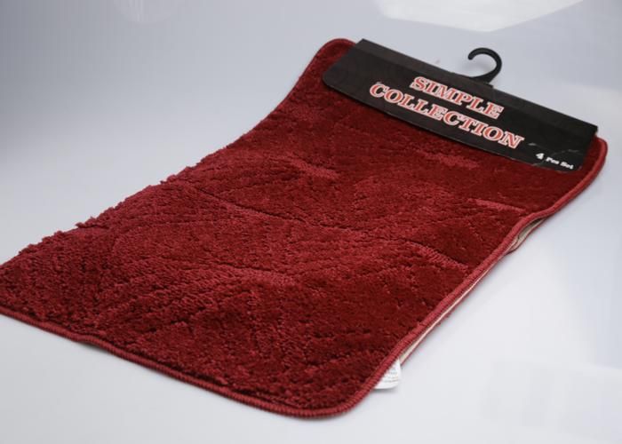 Tapis de salle de bain - GENERIC - 4 pièces - Rouge - Doux - Absorbant