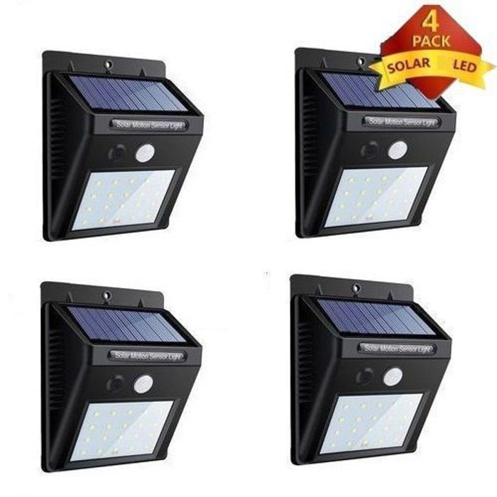 Lampe Solaire LED - Non spécifié - Pack de 4 - Détecteur de Mouvement - Étanche IP64 - Économie d'Énergie