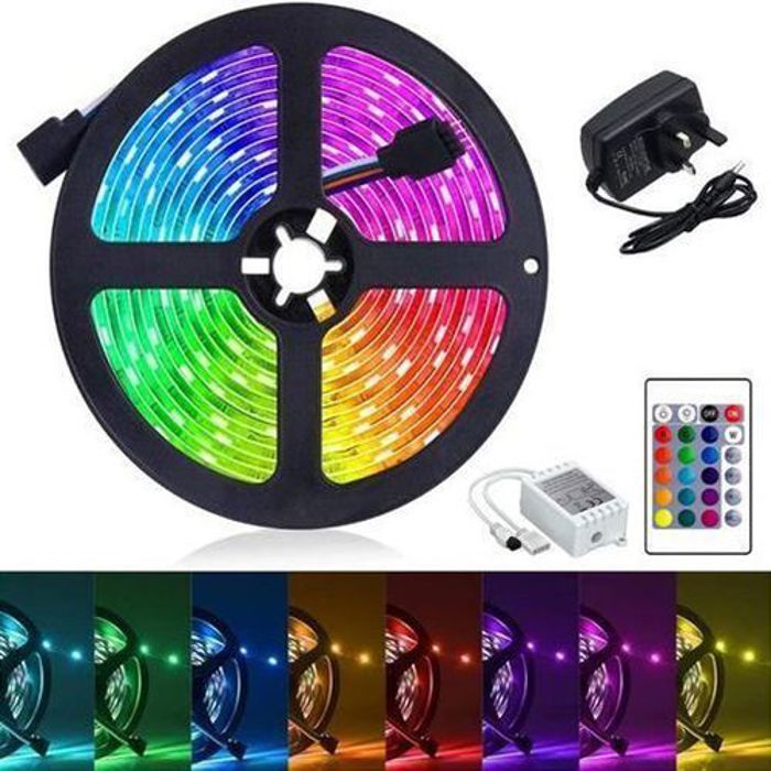 Bande lumineuse LED - RGB - 5M - 300 LEDs - Étanche - Télécommande 24 touches