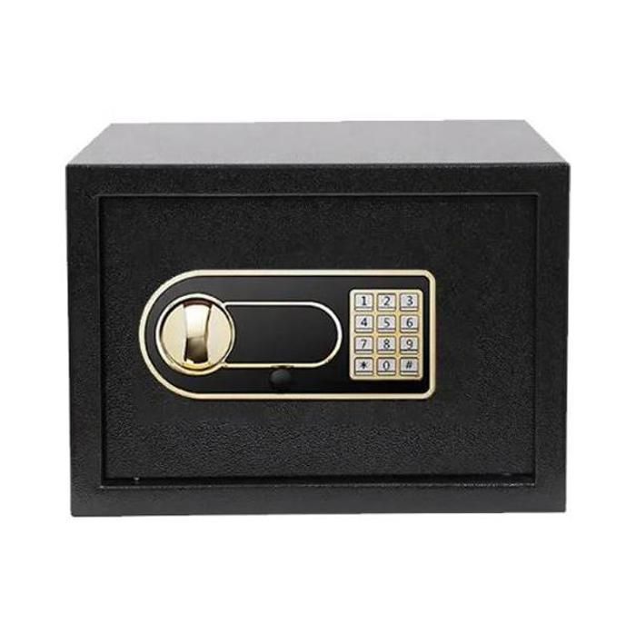 Coffre-Fort Serrure Numérique a couleur dorée avec Code PIN et 2 Modes de Déverrouillage et Fonction Alarme 25x35x25cm - Noir