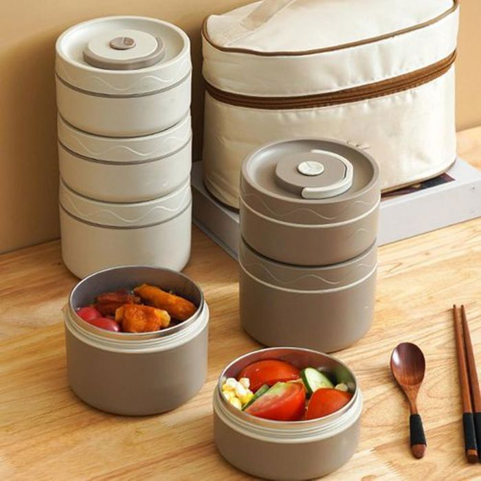 Boîte à lunch - Inox - Ronde - Isolée - 420ML/550ML - Portable et durable, Couleur aliatoire