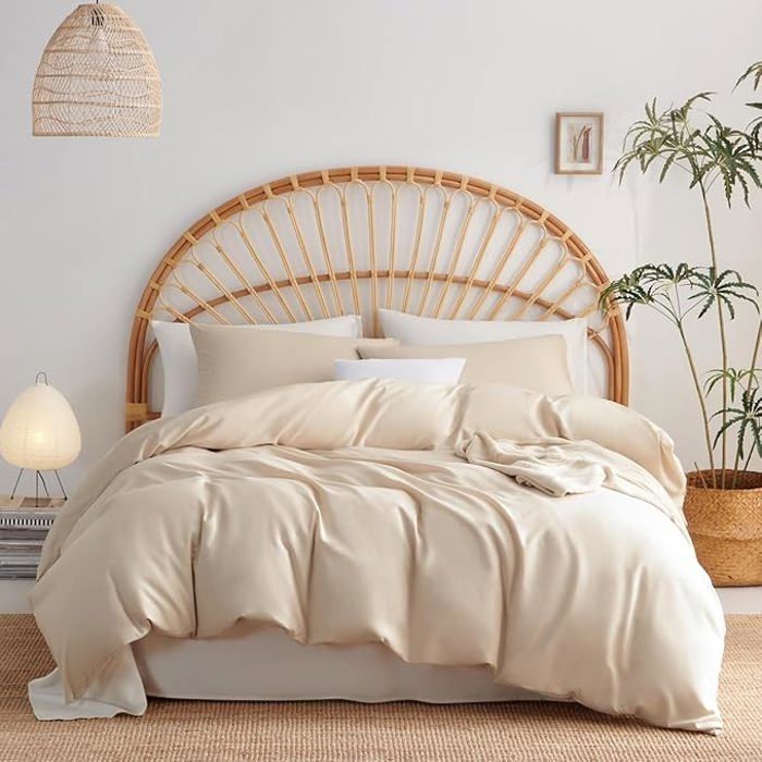 Housse de couette + 2 taies d'oreiller  240/220 Percale 100% coton Biege