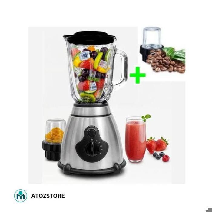 Mixeur blender 5 vitesses + ice crush bol en verre + moulin à épice