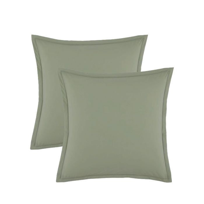 Taies d'oreillers - MAISON GOOD AND WELL - 60x60 cm - Percale 100% coton - Vert olive - Douceur et respirabilité