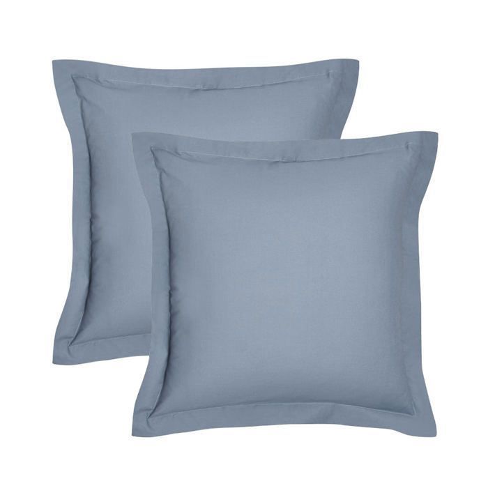 Taies d'oreillers - MAISON GOOD AND WELL - 60x60 cm - Percale 100% coton - Bleu - Confort optimal