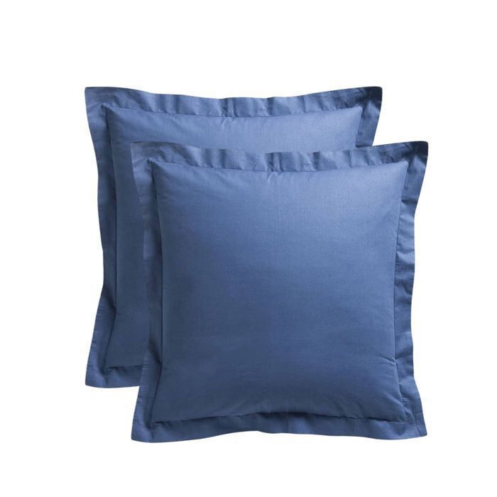 Taies d'oreillers - MAISON GOOD AND WELL - 60x60 cm - 100% coton - Bleu - Confort optimal