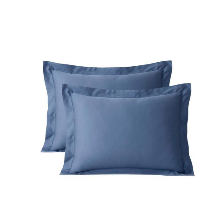 Taies d'oreillers - MAISON GOOD AND WELL - 70x50 cm - 100% coton - Bleu - Confort optimal