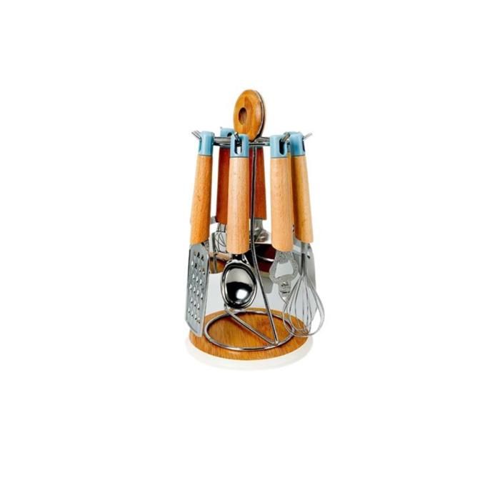 SET USTENSILE DE CUISINE MANCHE INOX BAMBOU MARINA SK-8096