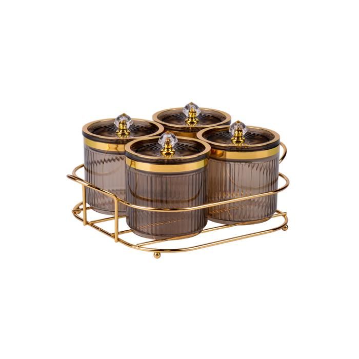 Boîtes de présentation - YATOUT - 4 pièces - Acrylique - Support doré - Couleur verte