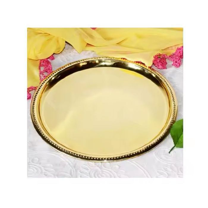 Assiette à gâteau - Haut de gamme - Métal perlé - 30 cm - Décorative - Pour desserts et thé aux fruits