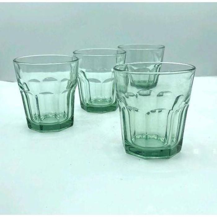 Set de 4 Verres Transparents   - verre resistant -265 ml-couleur verte trasparente