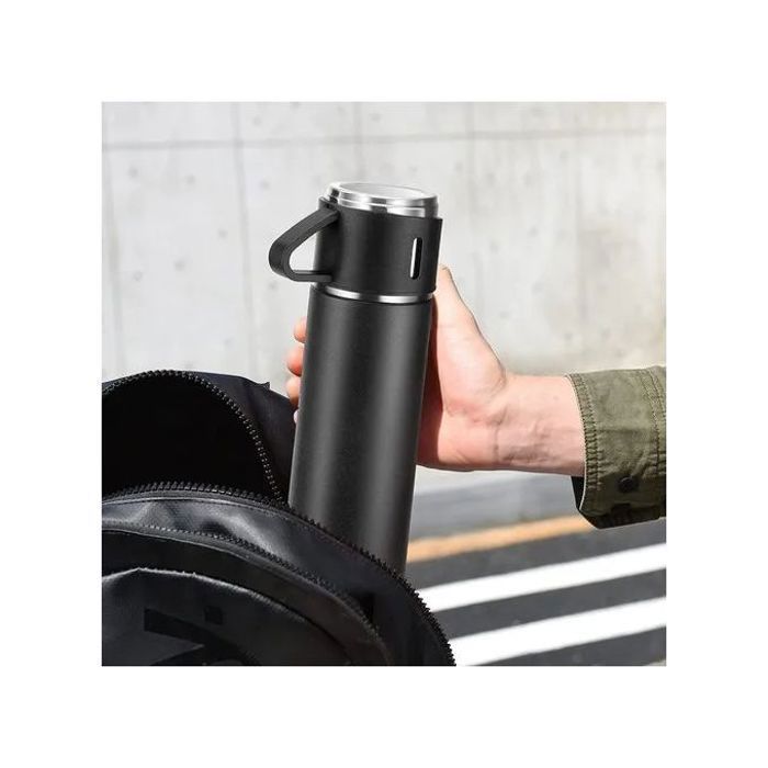 BOTTLE BOTTLE Gourde en acier inoxydable avec paille - 500 ml - Anti-fuite - Idéale pour l'école, le bureau, la randonnée et les excursions - Sans BPA (vache