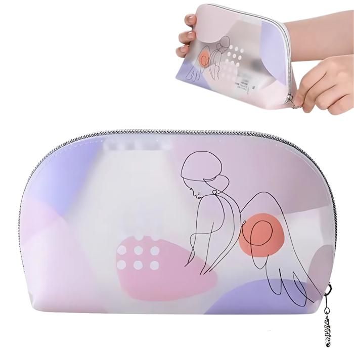 Pochette de voyage moderne et pratique, idéale pour cosmétiques et petits objets./