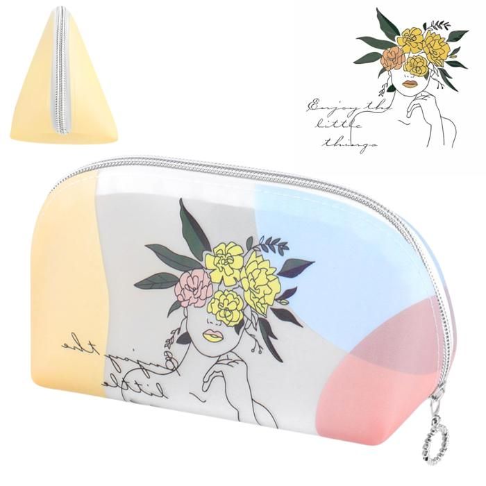 Pochette de voyage moderne et pratique, idéale pour cosmétiques et petits objets;