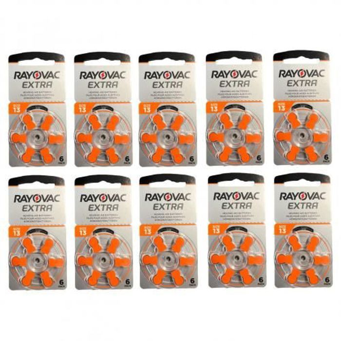 Rayovac Multipack de piles pour aides auditives Rayovac Extra 13 (10 x blister 6)