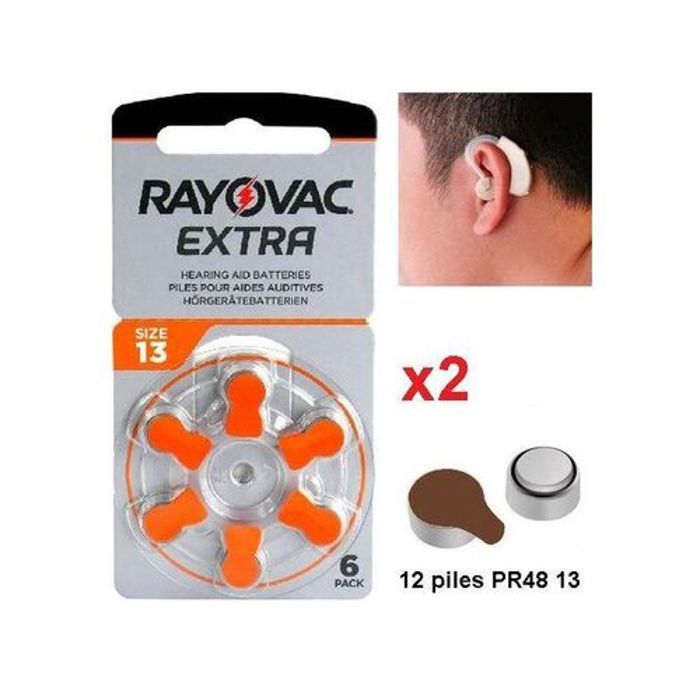 Rayovac Extra Hearing Aid Batterie //Aide Auditive 1.45v Size 13 PR48 // 12 Piles