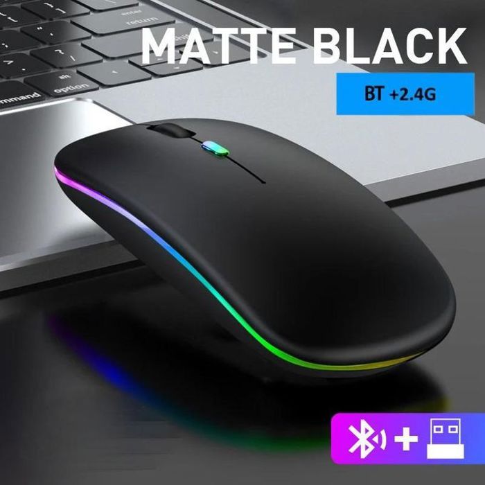 Souris Bluetooth sans fil, 2.4GHz, modes touristes, aste, RVB, ergonomique, clic silencieux, PC, iPad, ordinateur portable, téléphon