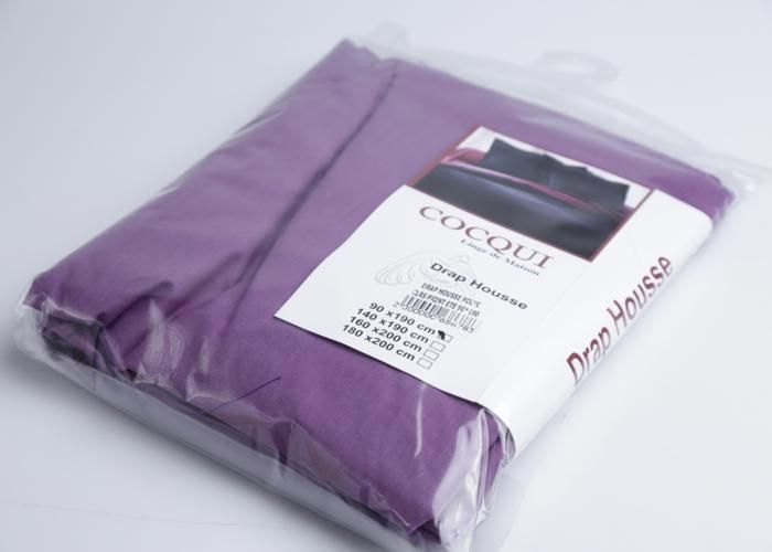 Drap-housse - COCQUI - 90x190 cm - Polycoton - Couleur Violet - Uni