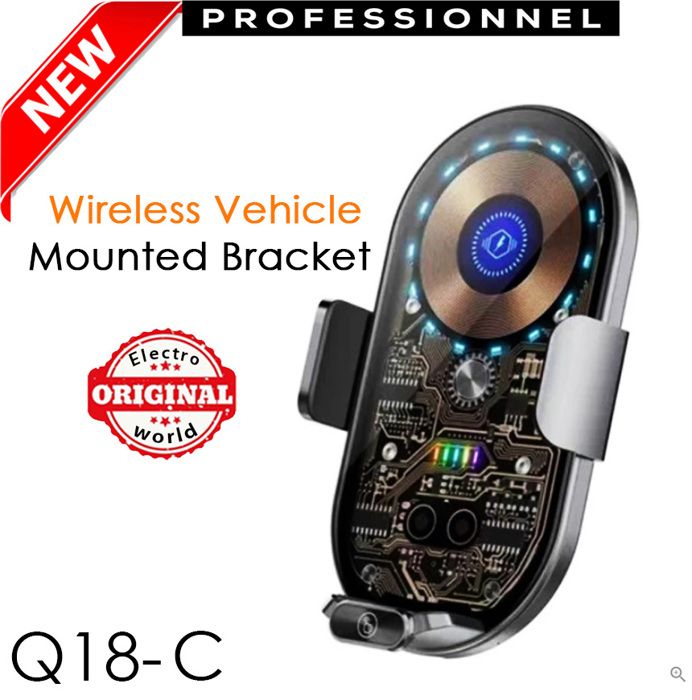 Chargeur de voiture sans fil transparent Q18-C & support de téléphone intelligent pour une conduite sans effort