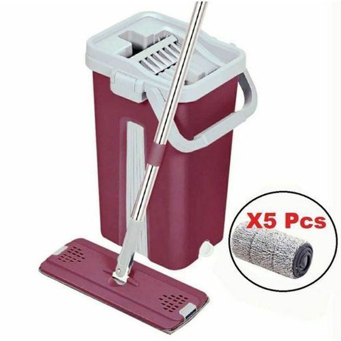 Vadrouille autonettoyante - GENERIC - Microfibres - Seau inclus - 7 Serpillères - Ergonomique