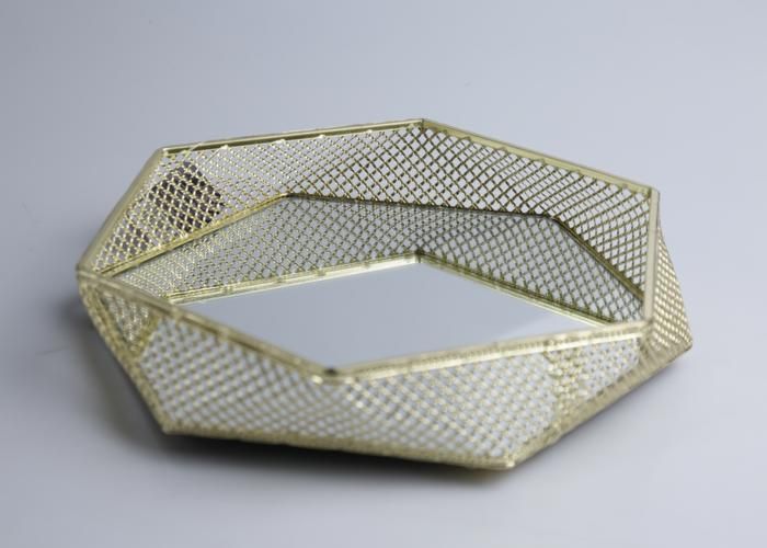 Plateau - GENERIC - Miroir Doré - Métal - 30 cm - Assiette de présentation