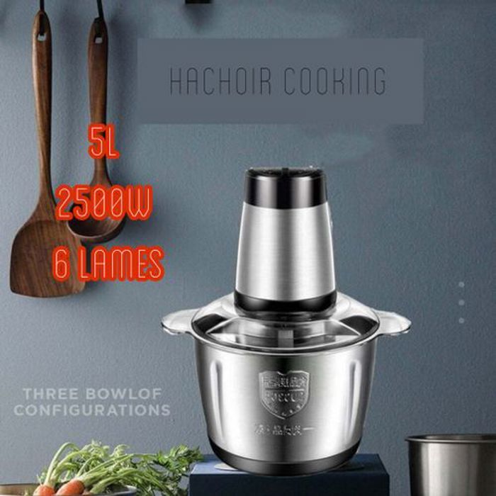 Cooking Hachoir électrique 6 lames en acier Inoxydable 5 Litre/2500W + cadeau