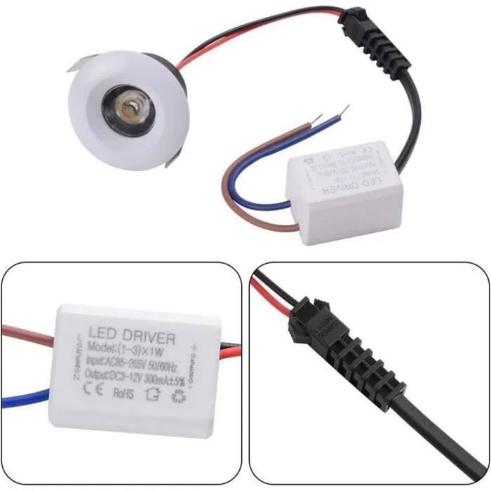 Mini spots LED encastrables - Non spécifié - 3 W - Aluminium - Blanc chaud - Orientables