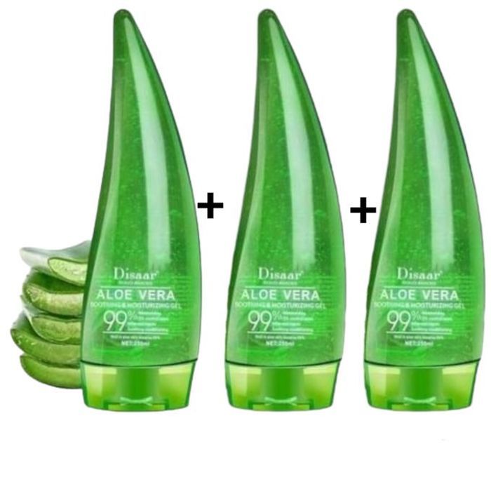 Pack 3 Gel Aloe Vera 99% Pour Le Visage, Le Corps, Les Cheveux 250ml X 3