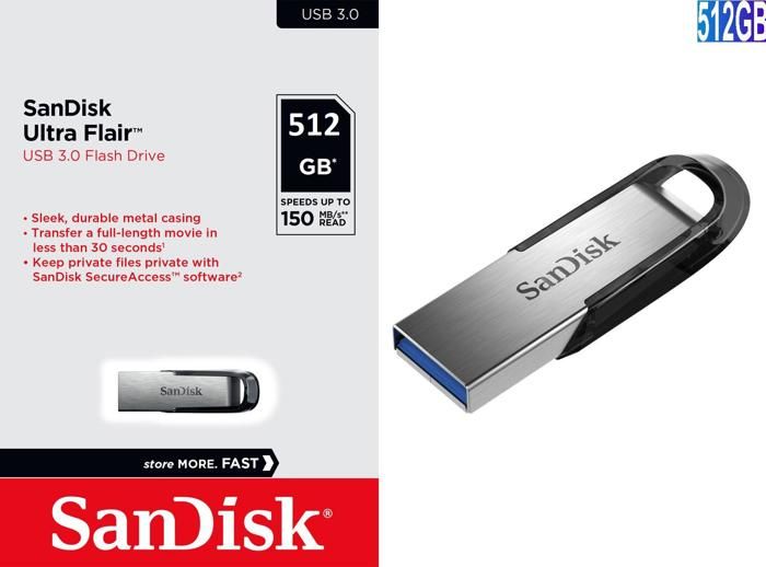 Cle usb 3.0 Ultra Flair 512Gb allant jusqu'à 150 Mo/s vitesse et d'élégance