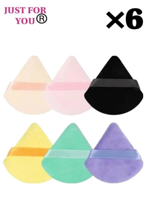 Éponges à Poudre ,Set de 6 Houppettes Triangulaire Multi couleurs.