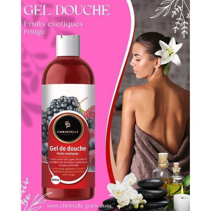 Gel douche 2 en 1 - Christelle Paris - Fruits exotiques - 500ml - Hypoallergénique - Doux
