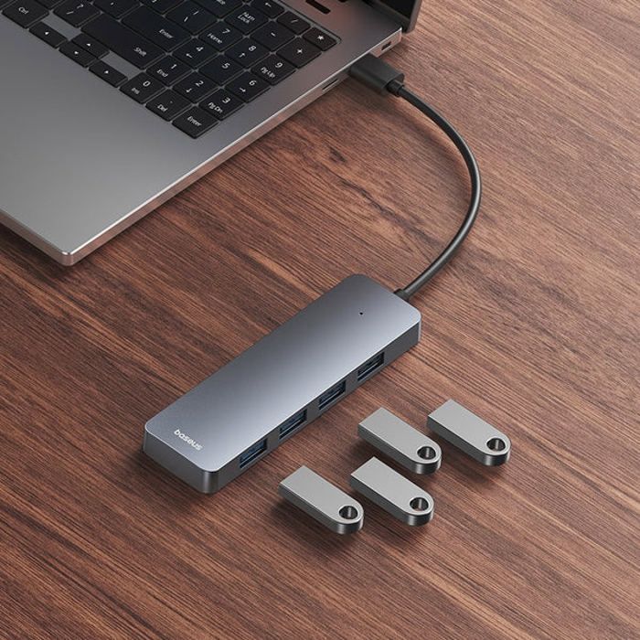 Hub USB - Baseus - UltraJoy Series - 4 Ports - USB 3.0 - Ethernet Gigabit - Gris