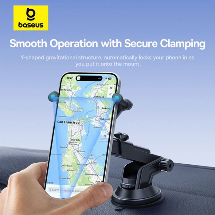 Support de voiture - Baseus - Stable Gravitational Pro - Charge sans fil 15W - Ventouse - Noir
