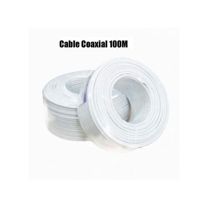 Câble Coaxial Double avec Alimentation RG59 - 100M | Idéal pour Vos Caméras de Vidéosurveillance