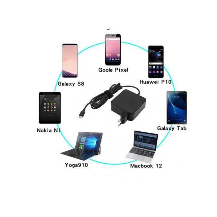 chargeur type c compatible 20V 2,25 a 65W avec pc Lenovo Acer ASUS Dell HP LG gram Microsoft