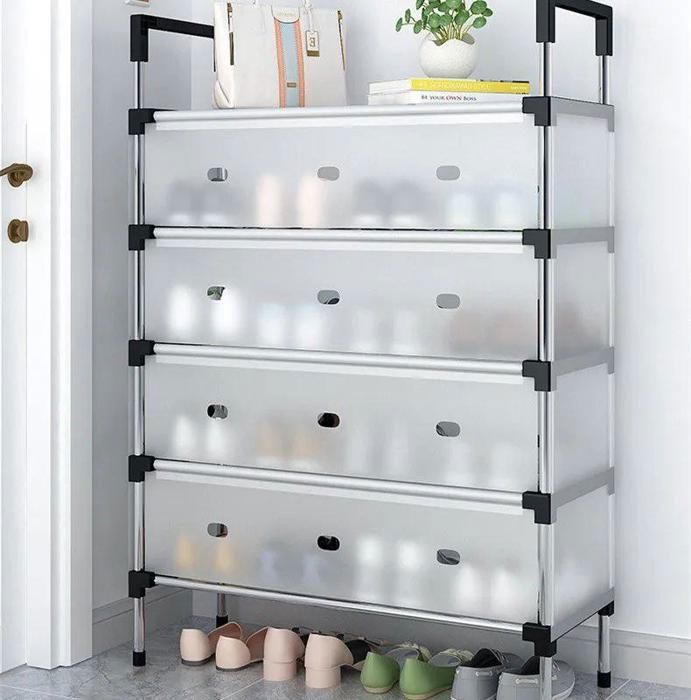 Étagère à chaussures - Non spécifié - 5 niveaux - Métal - Blanc - Antipoussière