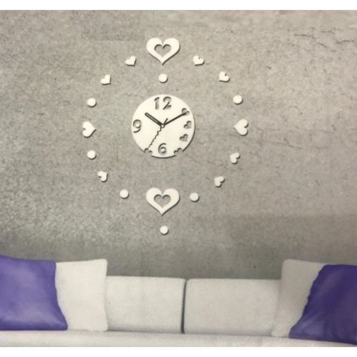 Horloge Murale 3D - Décoration Murale - Argent - Autocollante - Design Contemporain - Intérieur