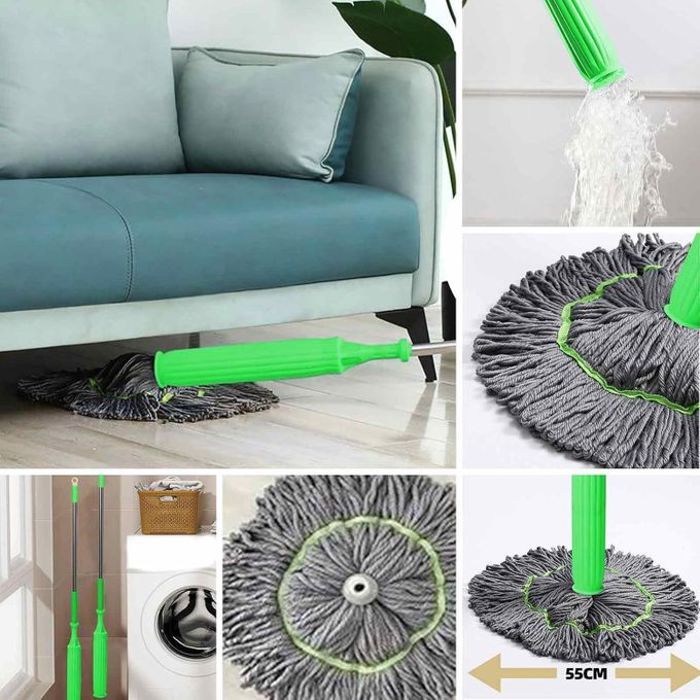 Serpillère déshydratée 2 en 1 - Vadrouille De Nettoyage À Rotation À 360 Degrés, Vadrouille Torsadée À Essorage Automatique