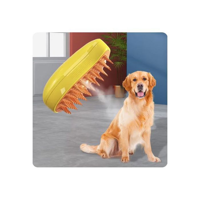 Brosse à Vapeur Électrique 3 en 1, Pulvérisateur d'Eau, Peigne pour Animaux, Épilation en Silicone