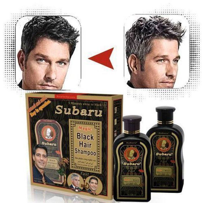 Shampoing colorant - Subaru - Noir - 200ML x 2 - Élimine les cheveux blancs - Naturel