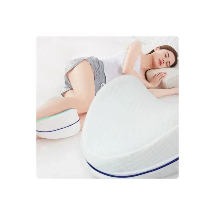 Oreiller de Jambe Médical - Coton - Mousse à Mémoire - Confort Optimal - Design Asymétrique - Lavable