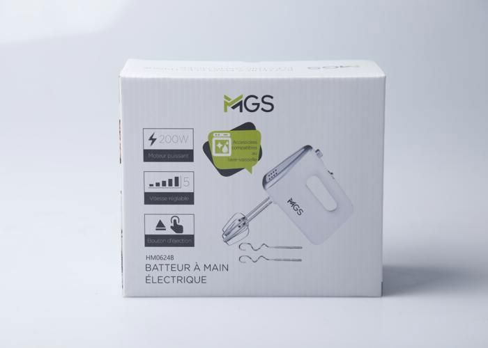 Batteur à main - MGS - HM0624B - 5 Vitesses - 200W - Design Ergonomique